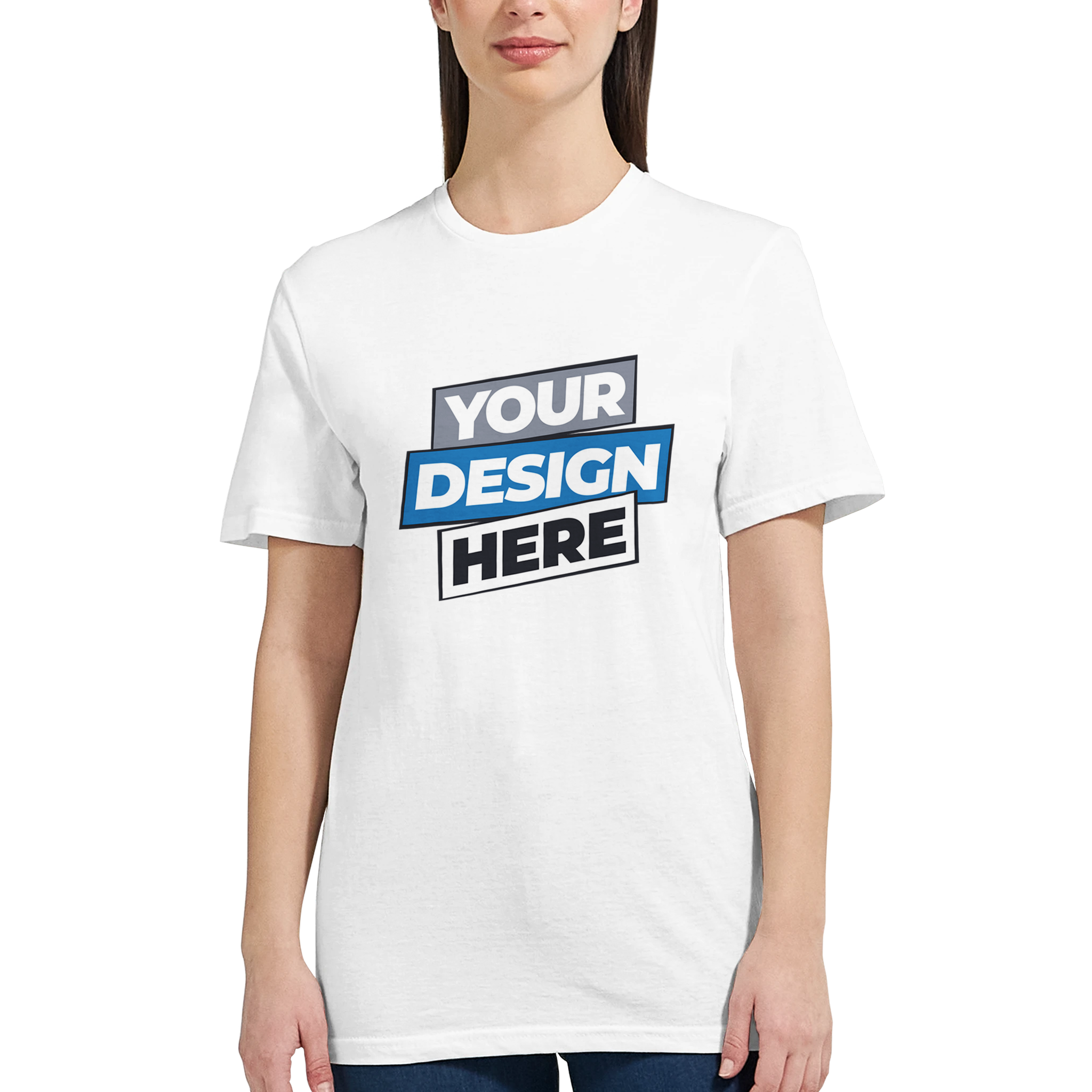 Zalmera women's cotton t-shirt with customizable print design, semi-fitted silhouette, ideal for effortless style and comfort.