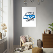 Fine art poster displayed on a wall in a modern living room with natural light and stylish decor, highlighting vivid 12-color printing.