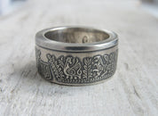 Handcrafted Ukrainian ring from 925 silver coin featuring Kyivan Rus Prince Askold design, unique cultural souvenir.