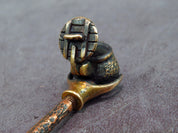 Handcrafted bronze pipe with Ukrainian trident design, unique smoking souvenir and gift for smokers