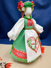 Handmade Spring Bride Motanka Doll, Ukrainian Folk Talisman with Traditional Dress and Embroidery, Cultural Guardian Amulet.