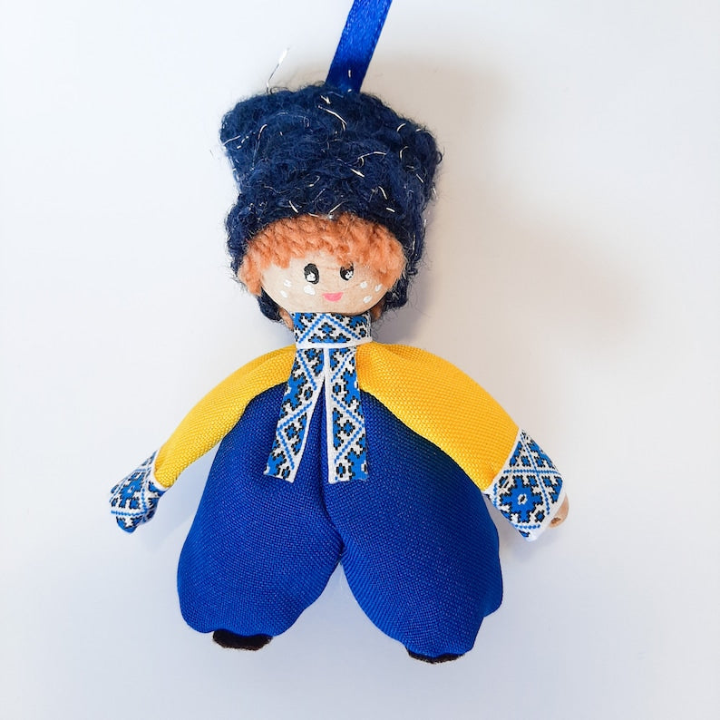 Handmade Ukrainian Folk Doll Ornament with Traditional Attire