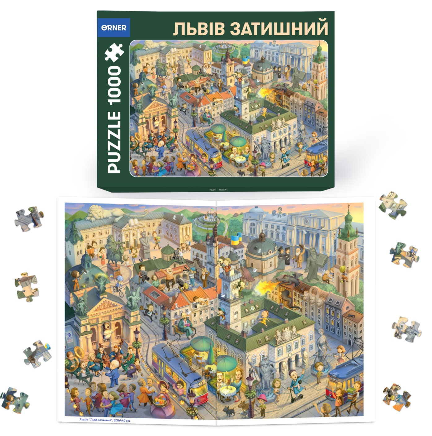 "Lviv City 1000-piece jigsaw puzzle featuring detailed Ukrainian cityscape, perfect for cultural exploration and gifting."