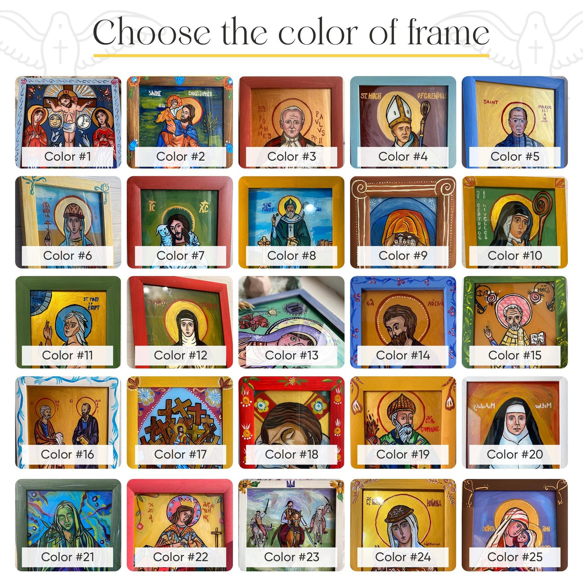 "Hand-Painted Theotokos Icon Frame Color Options on Glass for Unique Orthodox Gifts"