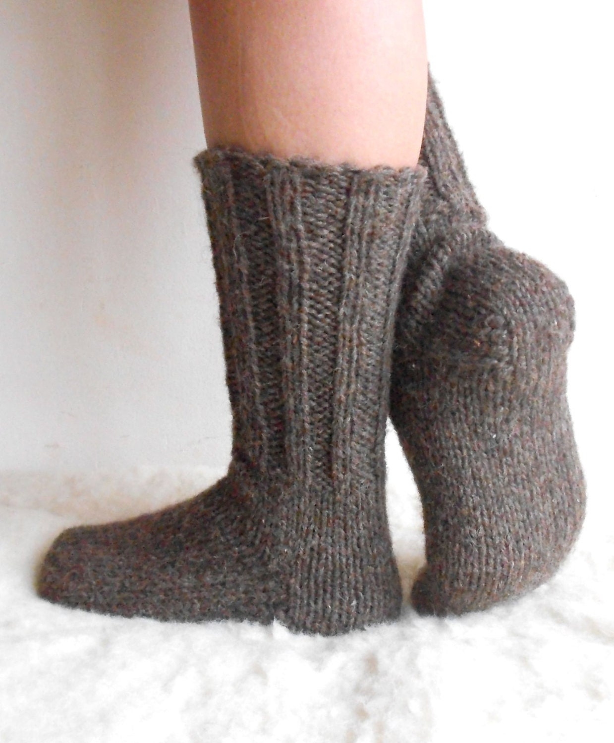 Hand knitted 100% pure sheep wool socks, soft and warm, perfect for ultimate comfort and coziness in cold weather.