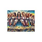 Ukrainian women united under Tryzub emblem puzzle art, celebrating strength and culture in a 252-piece jigsaw.