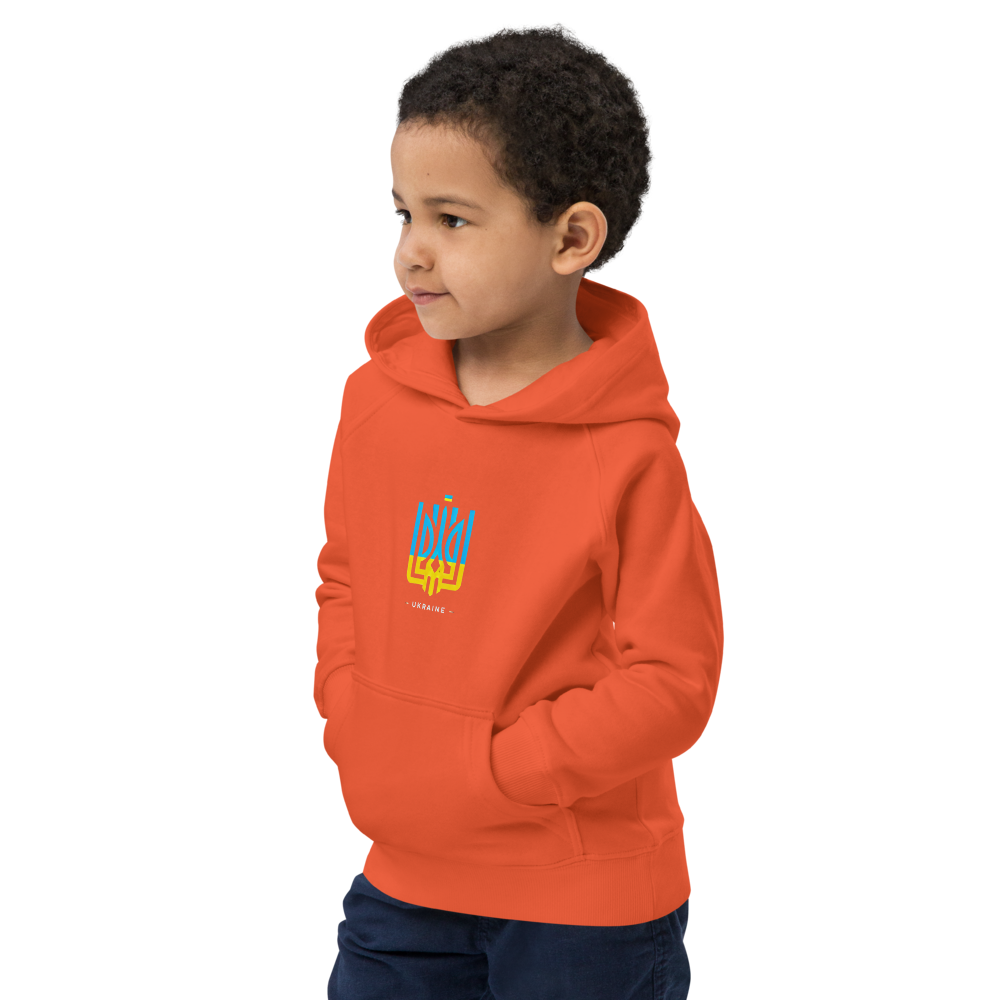 eco-friendly kids hoodie,kids eco hoodie,kids sustainable hoodie,organic cotton hoodie,premium kids hoodie,recycled polyester hoodie,soft cotton hoodie for kids,Trizub emblem sweatshirt,Ukrainian emblem hoodie,Ukrainian pride clothing,Ukrainian symbol clo
