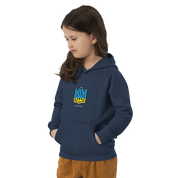 eco-friendly kids hoodie,kids eco hoodie,kids sustainable hoodie,organic cotton hoodie,premium kids hoodie,recycled polyester hoodie,soft cotton hoodie for kids,Trizub emblem sweatshirt,Ukrainian emblem hoodie,Ukrainian pride clothing,Ukrainian symbol clo