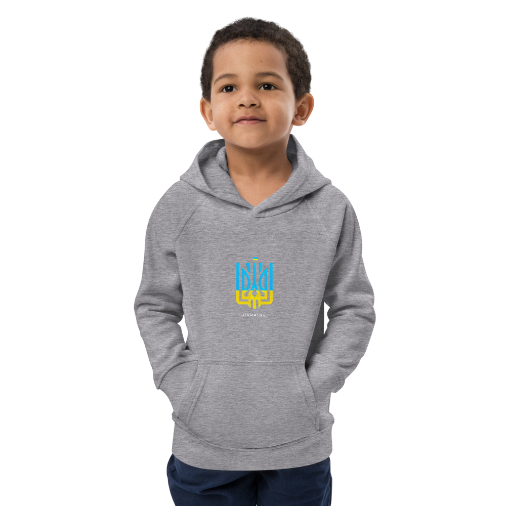 eco-friendly kids hoodie,kids eco hoodie,kids sustainable hoodie,organic cotton hoodie,premium kids hoodie,recycled polyester hoodie,soft cotton hoodie for kids,Trizub emblem sweatshirt,Ukrainian emblem hoodie,Ukrainian pride clothing,Ukrainian symbol clo