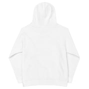 Back view of kids fleece hoodie with hood, showcasing durable design and elastic cuffs for comfort and long-lasting performance.