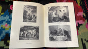 Illustrated pages from luxury edition of Kobzar by Taras Shevchenko, featuring historical scenes, leather bound, gilded edges.