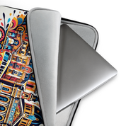 Lviv Folk Art Laptop Sleeve with Tryzub and Neoprene Water-Resistant Case, showcasing traditional design and secure closure.