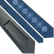 Men’s blue embroidered tie with Ukrainian folk design, perfect for weddings and holidays.