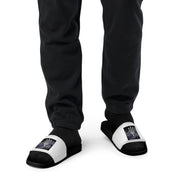 Men's Pidkradyli Sandals with Ukrainian Tryzub in black and white style, comfortable slip-on for casual wear.