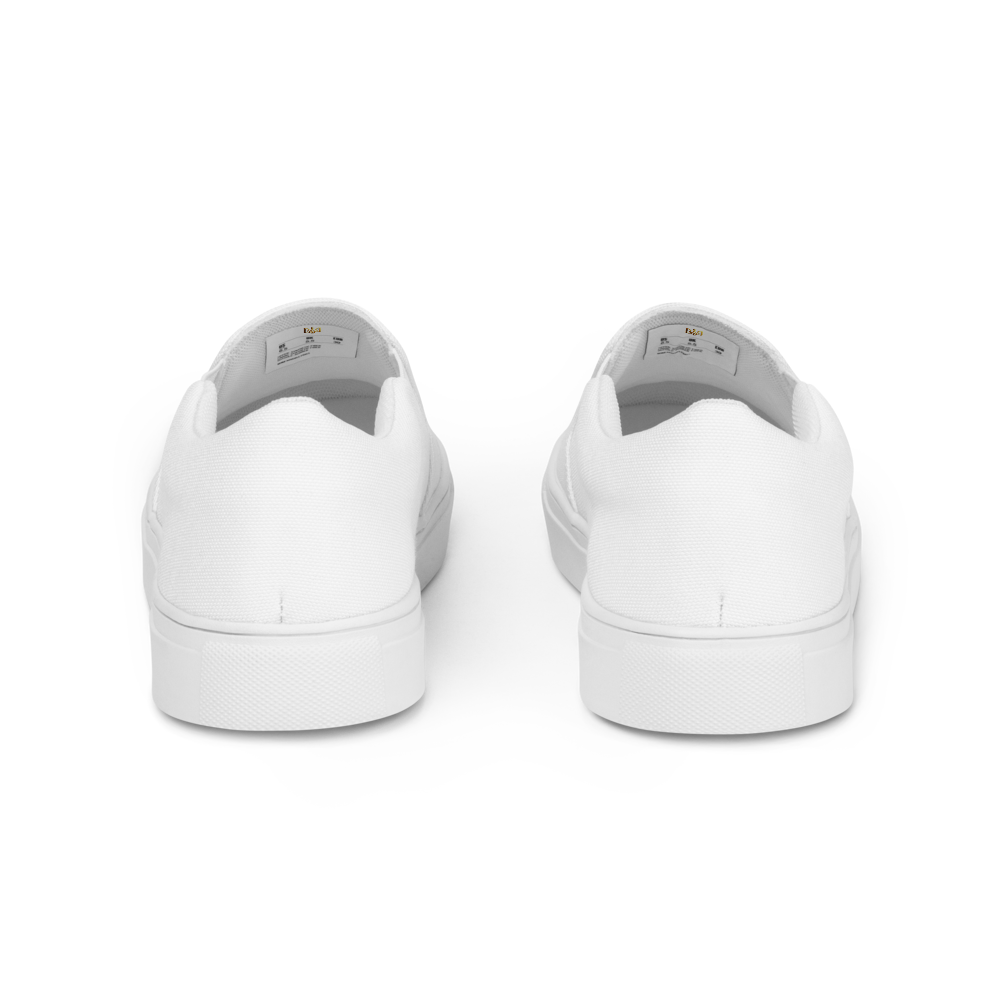 Rear view of Gold Ukrainian Trizub Slip-On Canvas Shoes showcasing durable canvas and comfortable design features.