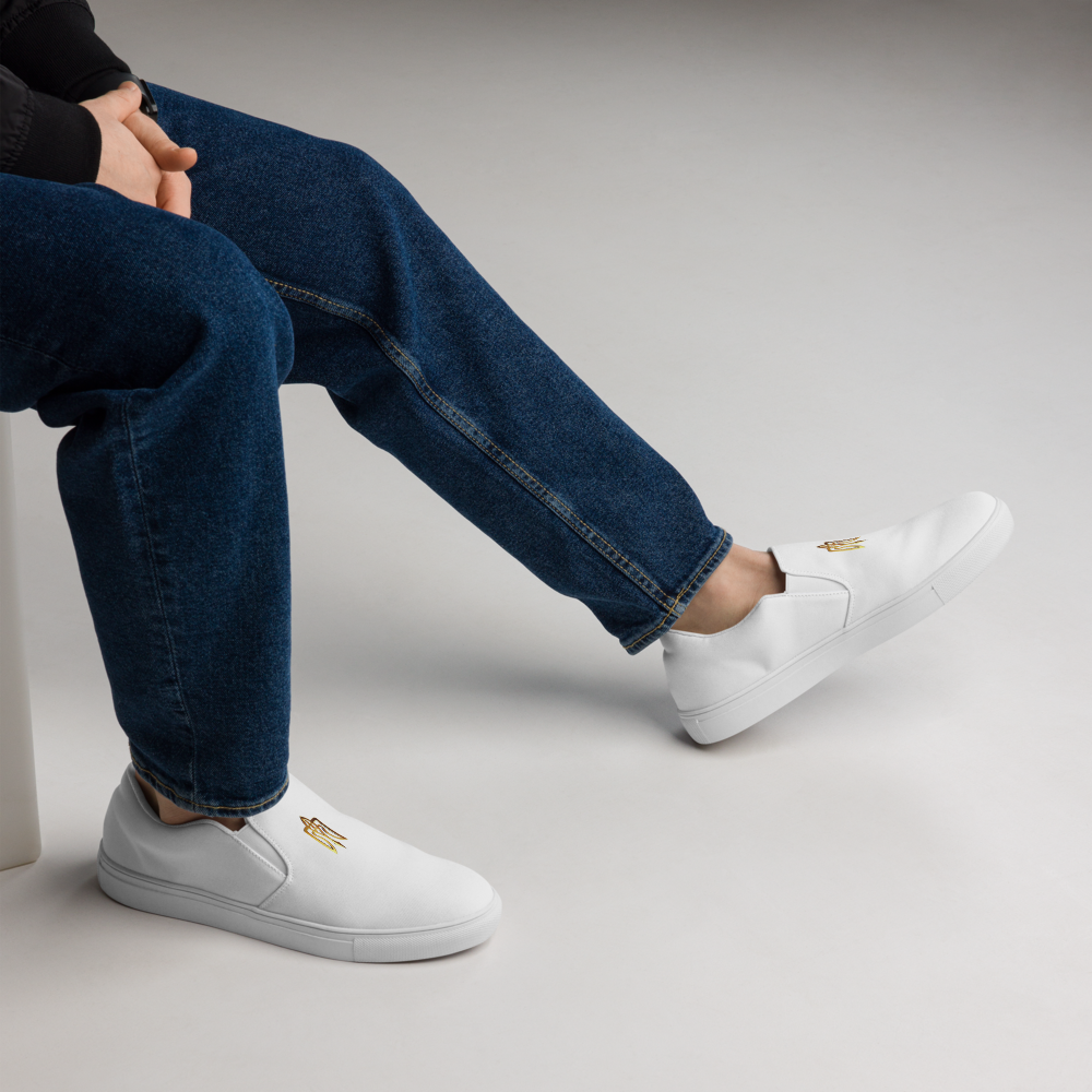 Slip-On Canvas Shoes with Gold Ukrainian Trizub, Comfortable & Stylish, Soft Insole & Rubber Outsole