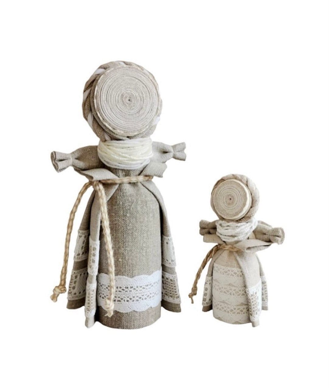 Handmade Ukrainian Motanka Dolls 'Eye of the Family' in linen, symbolizing ancestral connection and protection.