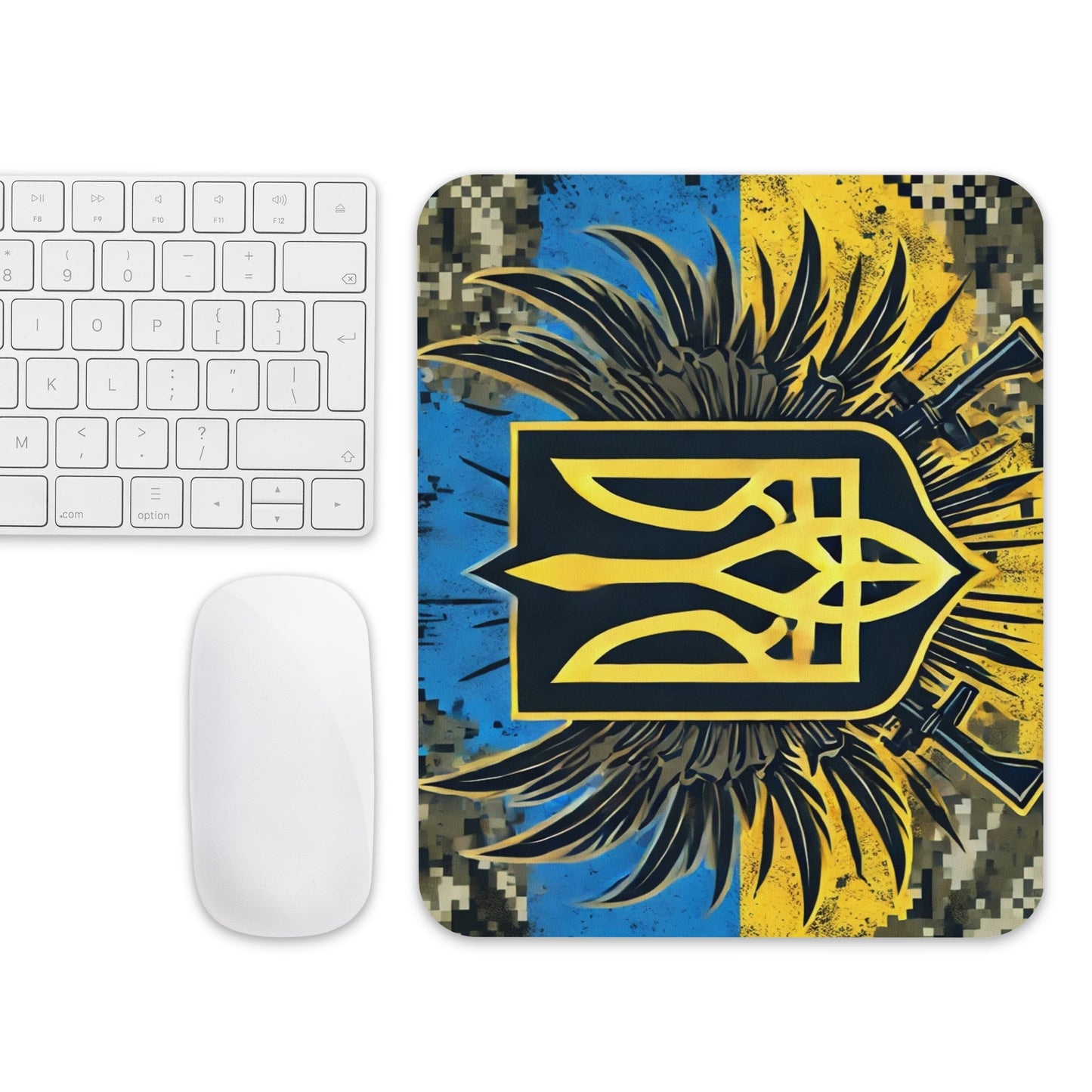 Ukrainian Military Mousepad with Tryzub Emblem – Camouflage and Flag Design, Non-Slip Desk Mat for Gaming and Office Use