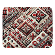 Vintage Ukrainian carpet mouse pad with traditional red and black geometric patterns, offering cultural flair and non-slip surface.