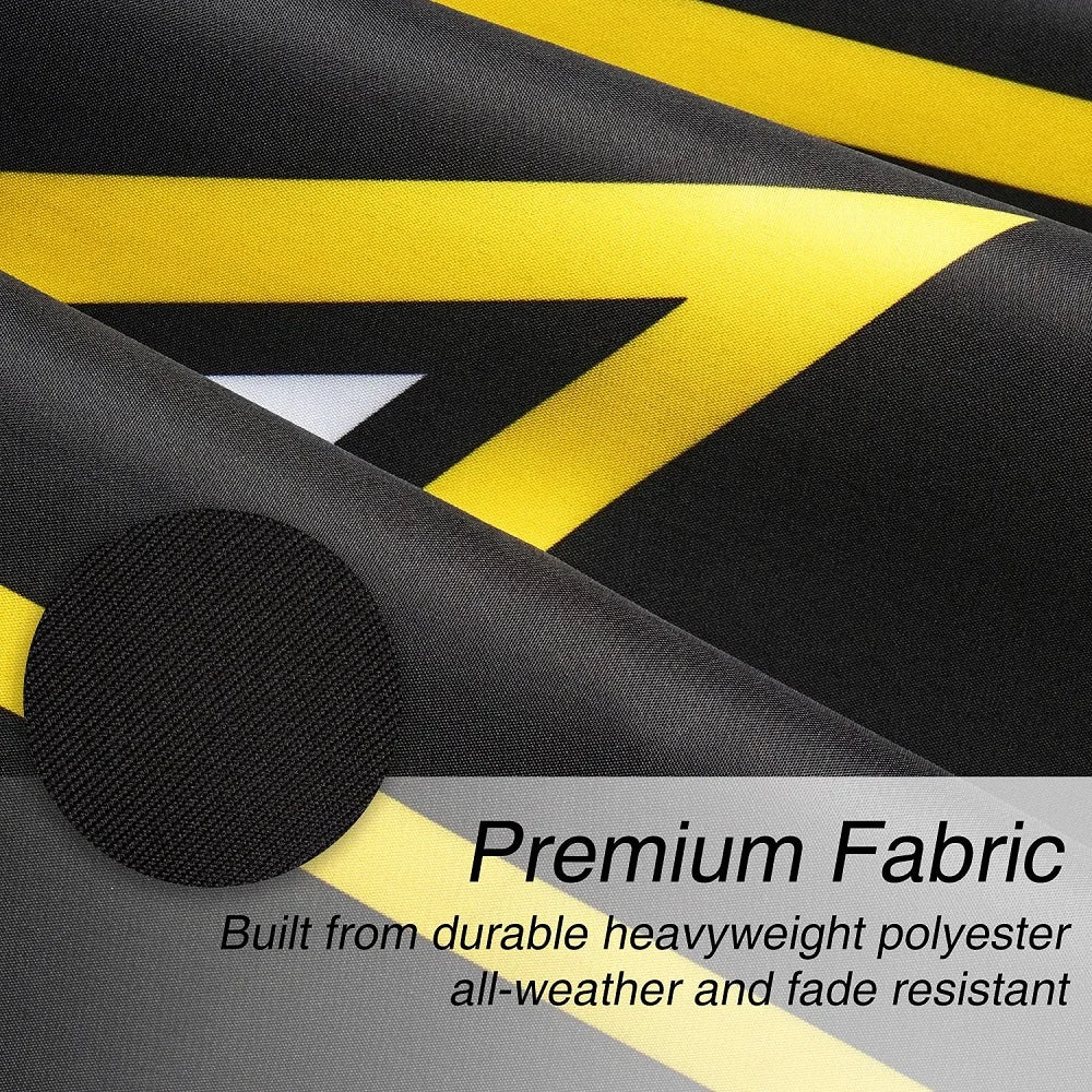 Premium heavyweight polyester fabric showcasing durability and all-weather fade resistance with close-up texture detail.
