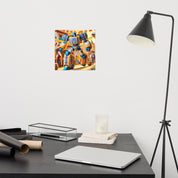 Ukrainian Transformer poster on modern desk wall, adding bold and sophisticated décor to the room.