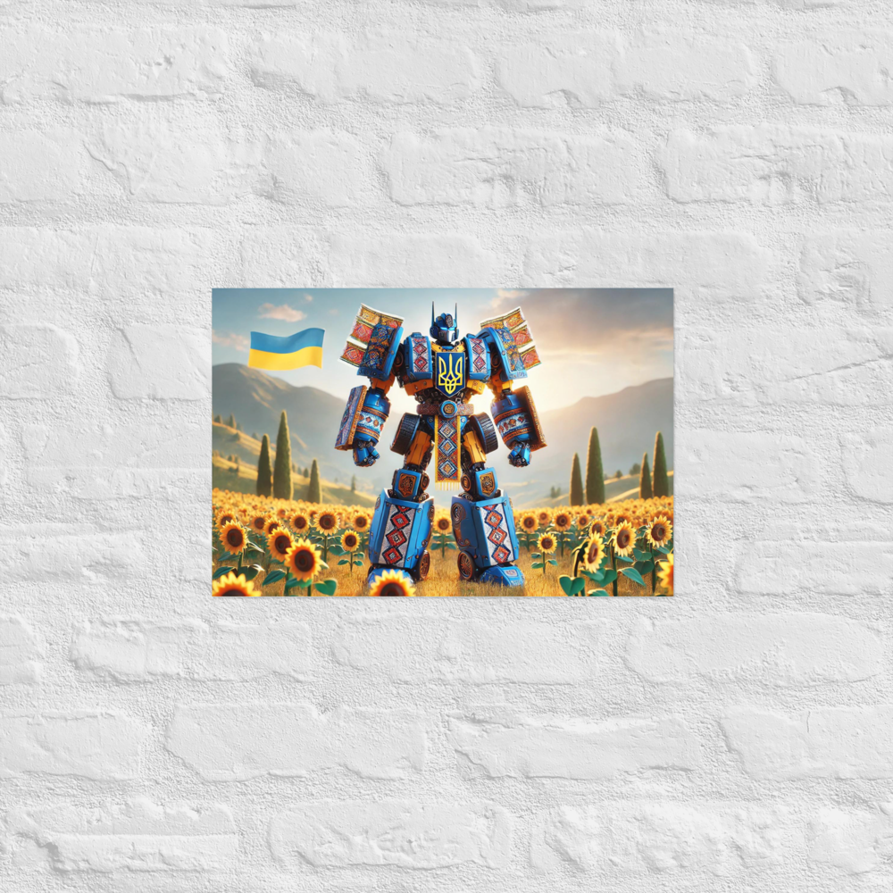 durable Transformer design,fingerprint-resistant poster,glossy and matte finish poster,premium Transformer artwork,sophisticated art print,thick and durable poster,Ukraine Transformer wall art,Ukraine-themed room decor,Ukrainian culture decor,Ukrainian Tr