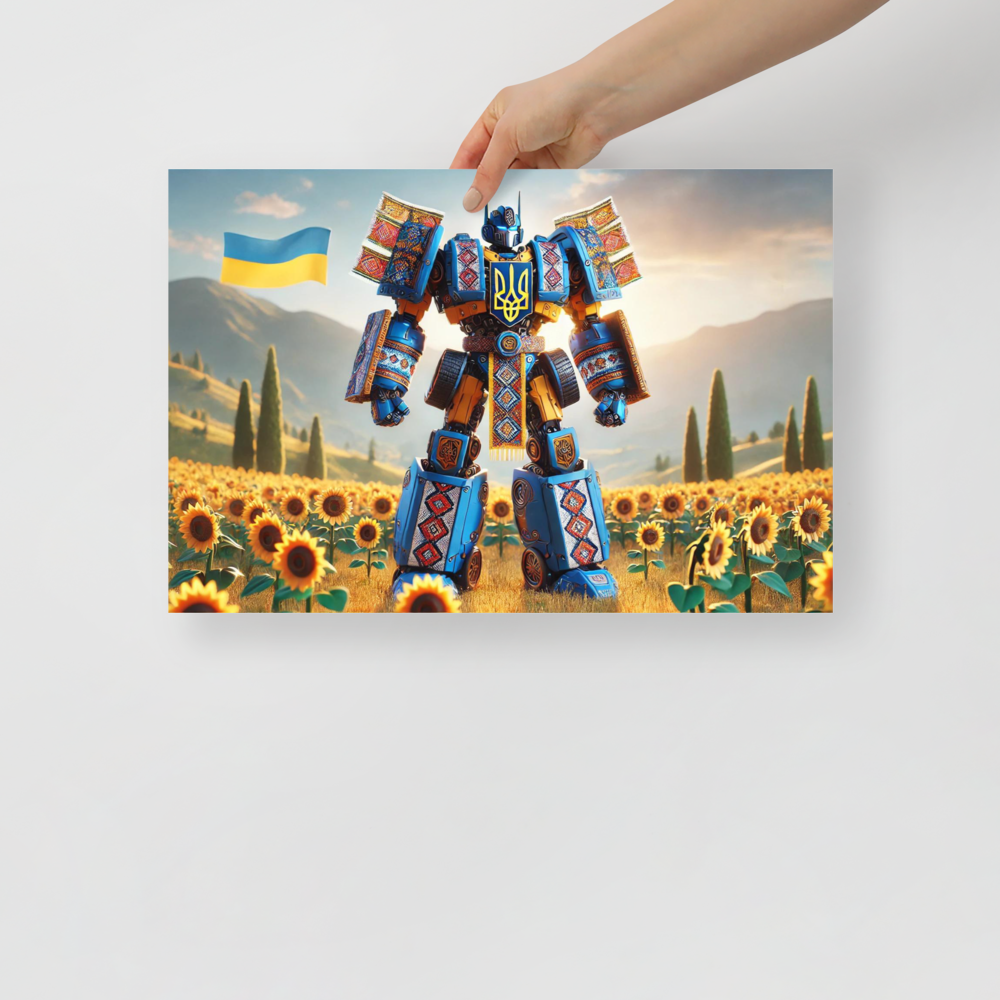 durable Transformer design,fingerprint-resistant poster,glossy and matte finish poster,premium Transformer artwork,sophisticated art print,thick and durable poster,Ukraine Transformer wall art,Ukraine-themed room decor,Ukrainian culture decor,Ukrainian Tr