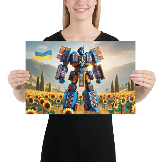 durable Transformer design,fingerprint-resistant poster,glossy and matte finish poster,premium Transformer artwork,sophisticated art print,thick and durable poster,Ukraine Transformer wall art,Ukraine-themed room decor,Ukrainian culture decor,Ukrainian Tr