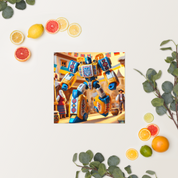 Ukrainian Transformer poster with vibrant design surrounded by citrus fruits and leaves