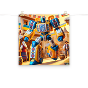 Ukrainian Transformer poster with vibrant robot design, featuring cultural motifs, adding a bold touch to any room decor.