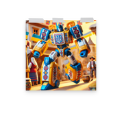Ukrainian Transformer poster with vibrant colors in a village setting, featuring intricate patterns and glossy matte finish.