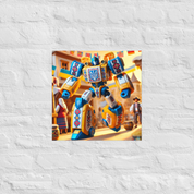 Ukrainian Transformer poster featuring a vibrant robot design with traditional patterns, perfect for adding a unique touch to any room.