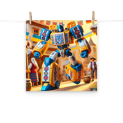 Ukrainian Transformer poster featuring colorful robot design with detailed patterns, displayed in vibrant setting.