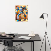 Ukrainian Transformer poster on wall, bright design in modern office setting
