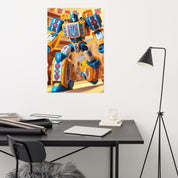 Ukrainian Transformer poster in modern office with glossy and matte finishes, enhancing room décor with vibrant and durable design.