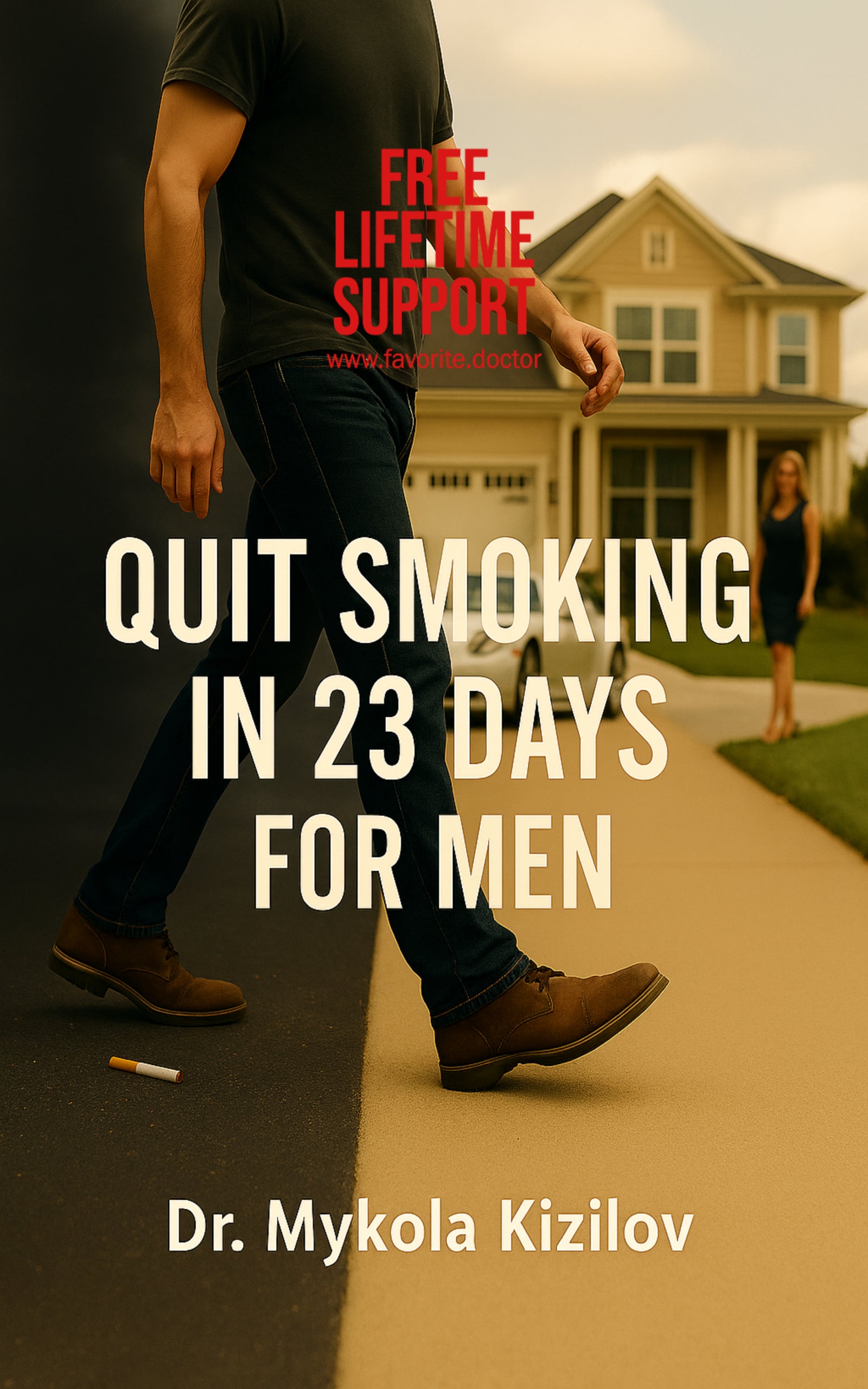 Book cover image for 'Quit Smoking in 23 Days for Men' by Dr. Mykola Kizilov, offering a roadmap to a smoke-free life.