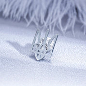 Stylish Ukrainian Tryzub brooch in stainless steel, perfect for weddings, parties, or daily wear.