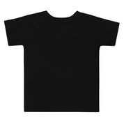 Black toddler short sleeve T-shirt with Ukraine-inspired design, 100% cotton, back view.