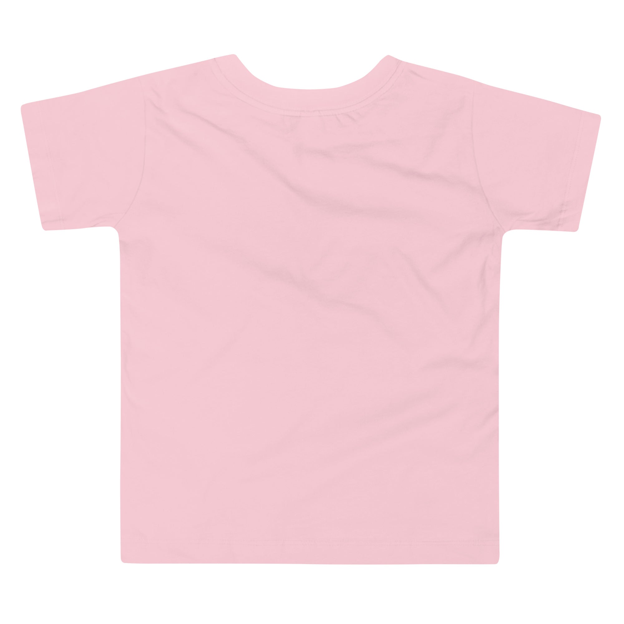 Pink toddler short sleeve T-shirt showcasing a Ukraine design made from 100% combed and ring-spun cotton, back view.