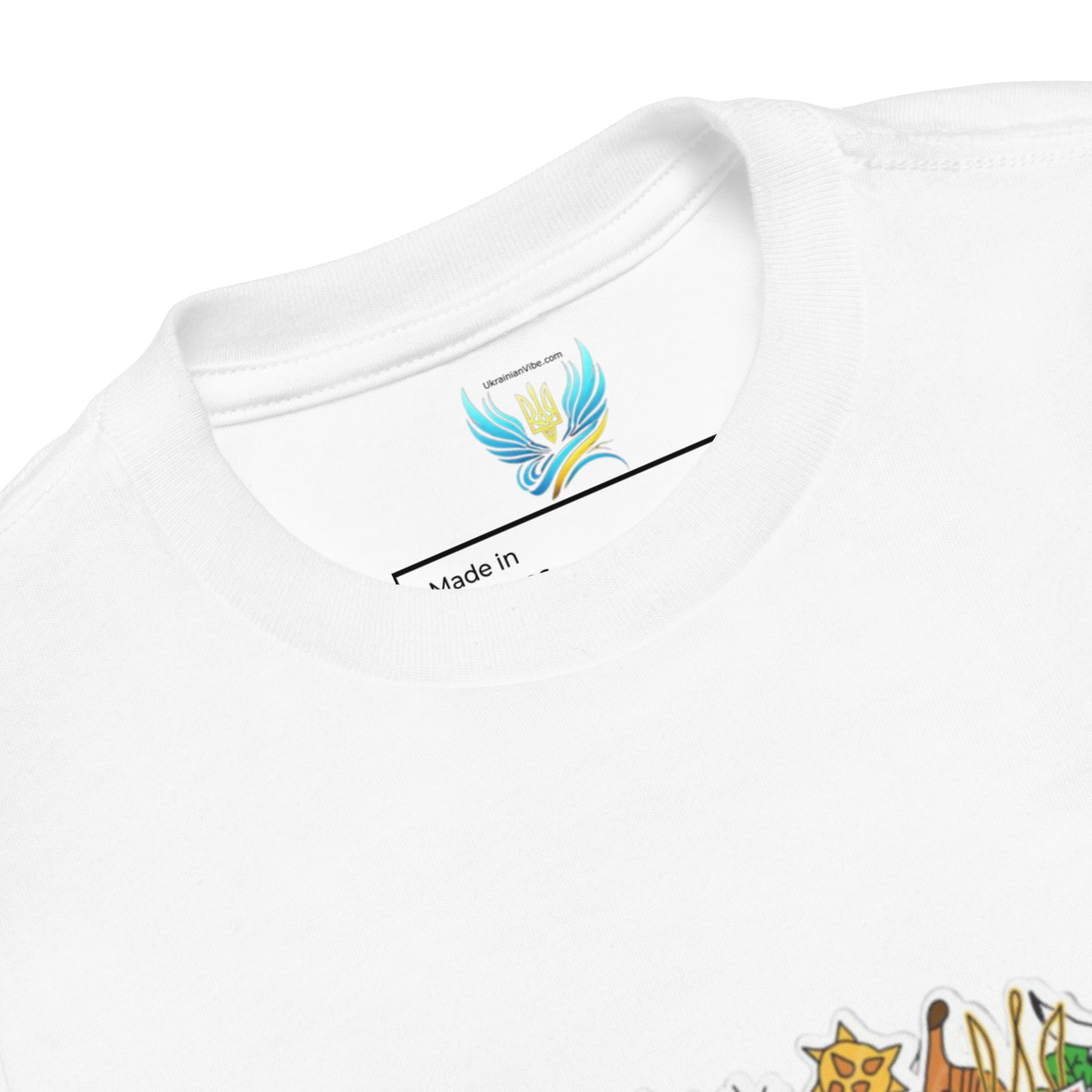 Toddler short sleeve T-shirt featuring Ukraine design, made from 100% combed ring-spun cotton for comfort and durability.