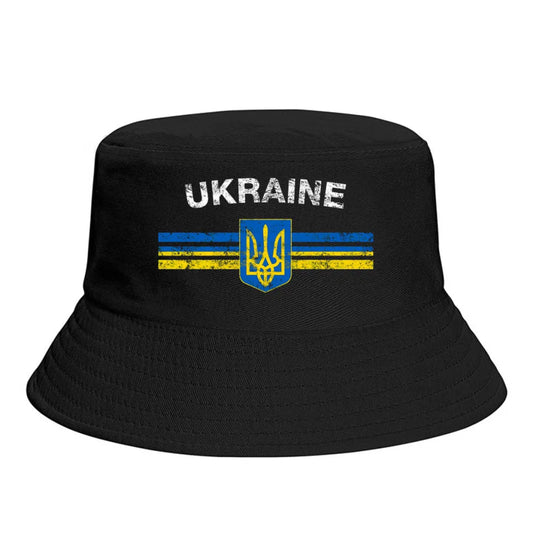Ukraine Tryzub Flag Bucket Hat with iconic design, unisex and perfect for sunny days, showcasing Ukrainian pride.