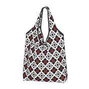 Ukraine Vyshyvanka Embroidery Tote Bag with black and red intricate design, eco-friendly, handcrafted and spacious for shopping.