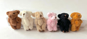 Six tiny soft stuffed teddy bears in different colors with moveable limbs, perfect for hanging decoration or companion, ages 6+.