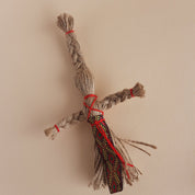 Miniature Motanka Doll, handcrafted jute twine, Ukrainian folk art, unique rustic charm, cultural home decor collectible.