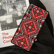 Ukrainian Pattern Phone Case for Samsung Galaxy with red ornament design, offering style and protection.