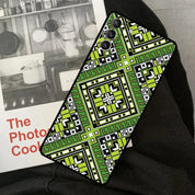Ukrainian pattern phone case for Galaxy series with green ornament design, offering protection and style for Samsung devices.