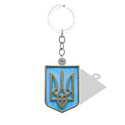 Ukrainian Symbols Pendant Keychain with Trident, acrylic and resin design, symbolizing heritage, unity, and peace.