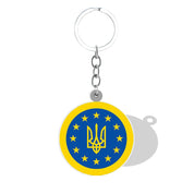 Ukrainian Trident symbol acrylic keychain with stars, symbolizing unity and pride, crafted in high-quality resin.