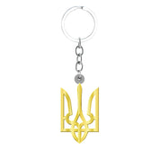 Ukrainian Trident Pendant Keychain in gold resin, symbolizing unity and pride, perfect for showcasing Ukrainian heritage.