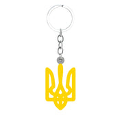 Yellow Ukrainian Trident pendant keychain symbolizing heritage and unity, crafted from high-quality resin for a stylish accessory.